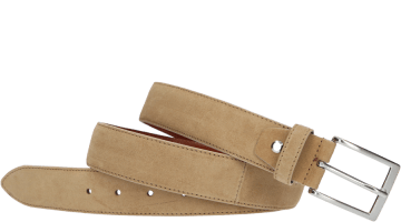 Beige suède Officine Napoli 2035 Sand herenriem.